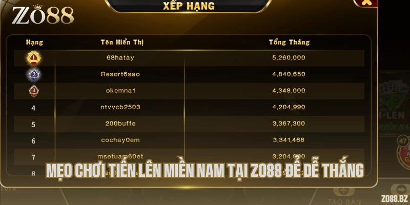 Mẹo chơi tiến lên miền Nam tại Zo88 để dễ thắng