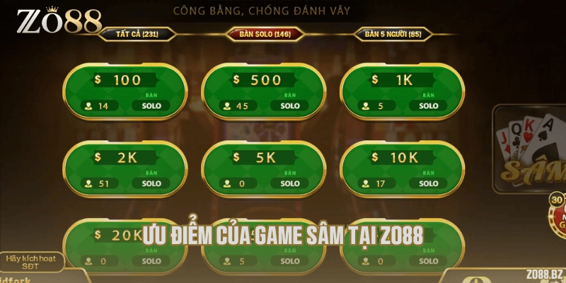Ưu điểm của game sâm tại Zo88