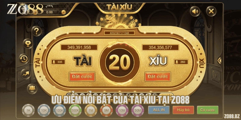 Ưu điểm nổi bật của tài xỉu tại Zo88